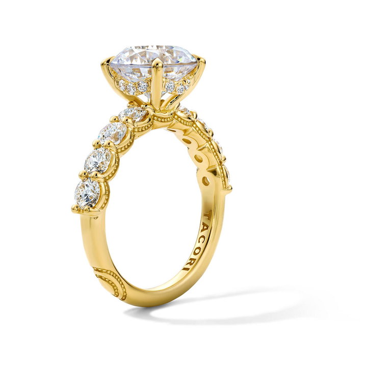 Tacori Hidden Halo Diamond Crescent Engagement Setting In Yellow Gold 18K