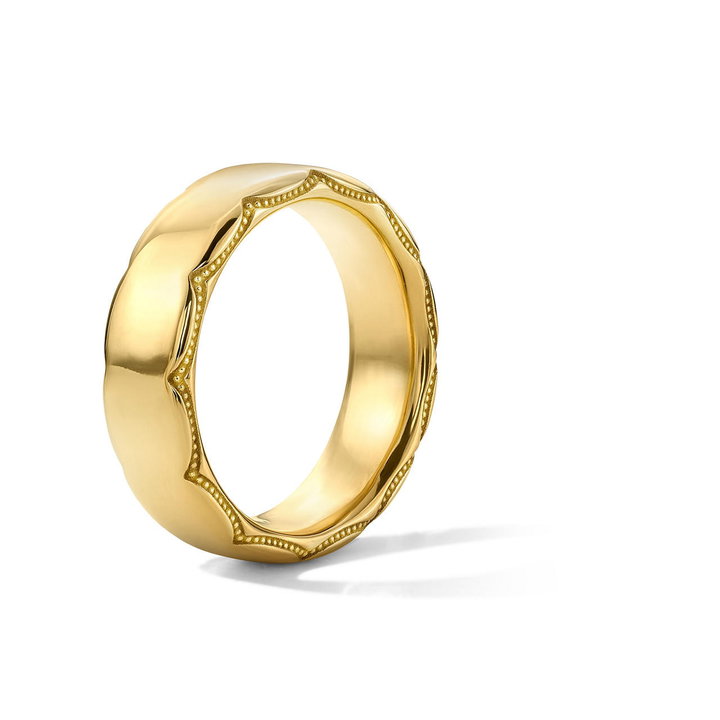 Tacori High Polished Milgrain 6mm Wedding Band In Yellow Gold 18K