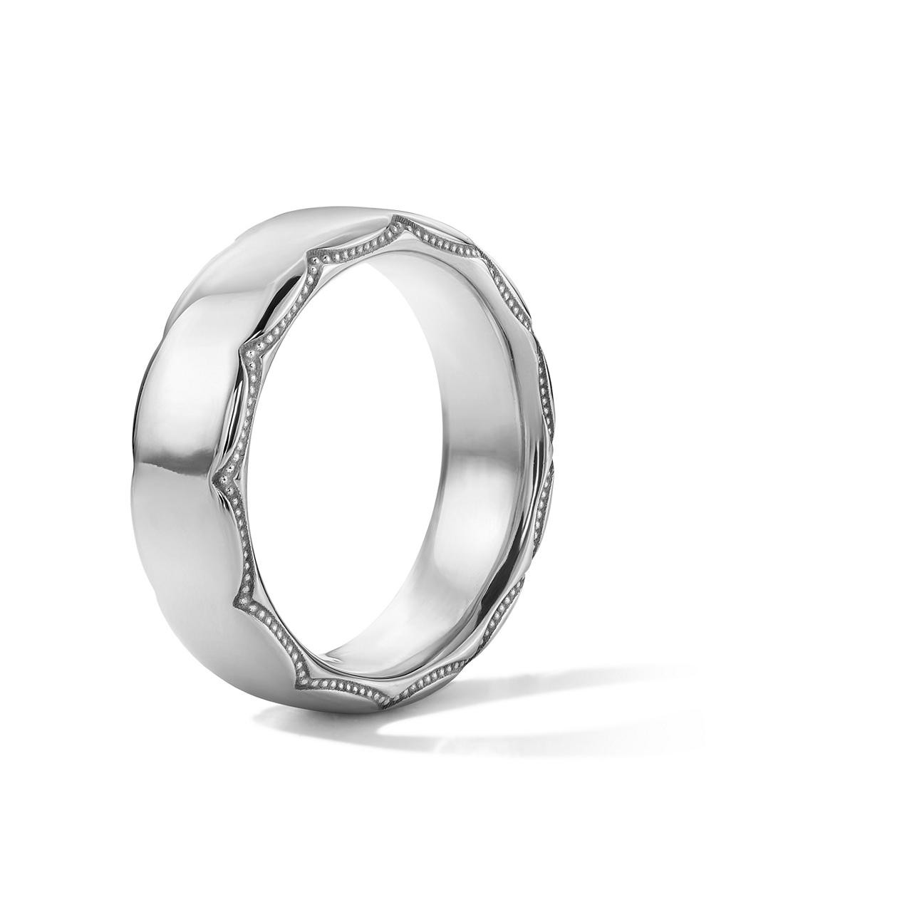 Tacori High Polished Milgrain 6mm Wedding Band In White Gold 18K 1