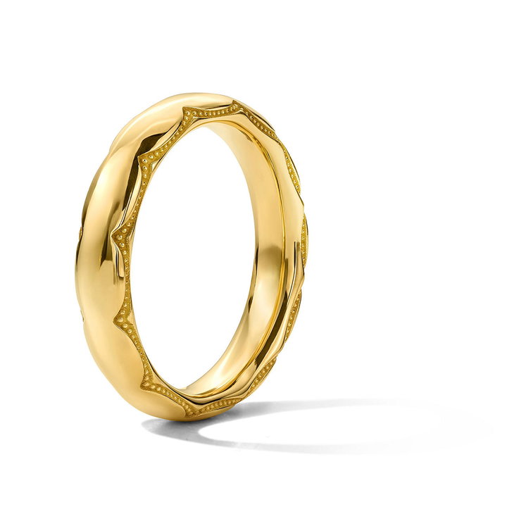 Tacori High Polished Milgrain 4mm Wedding Band In Yellow Gold 18K