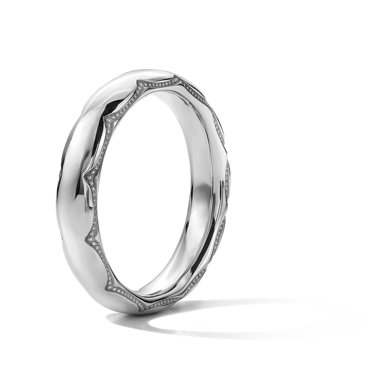 Tacori High Polished Milgrain 4mm Wedding Band In White Gold 18K 1