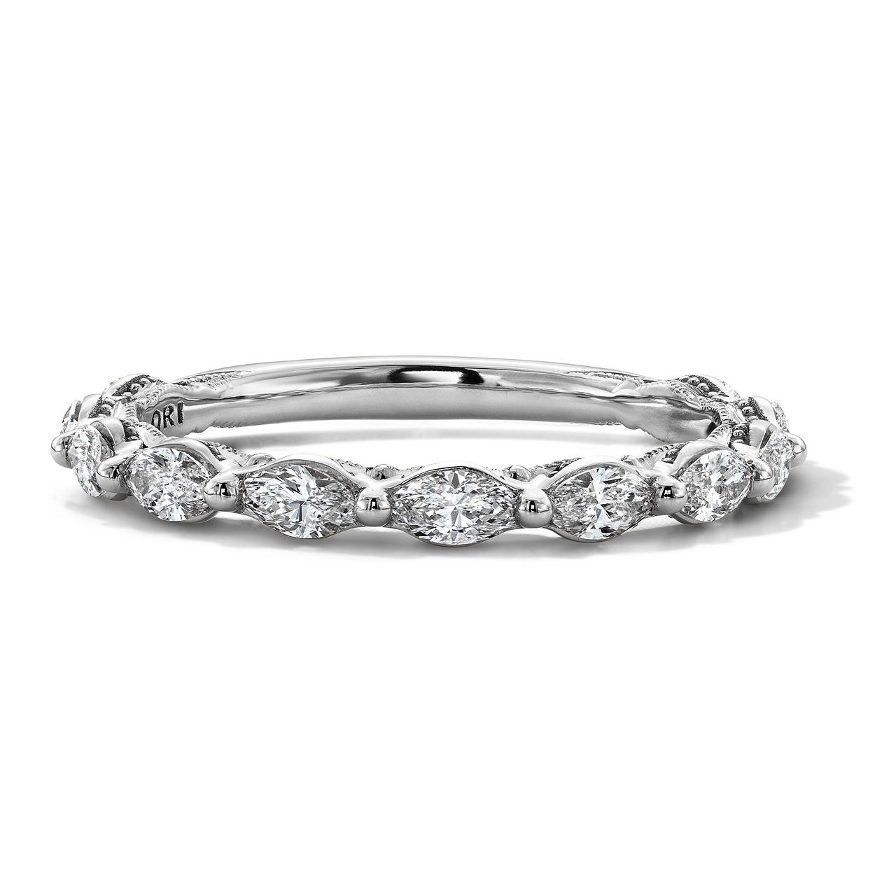 Tacori Sculpted Crescent Marquise Diamond 3/4 Way Wedding Band 0