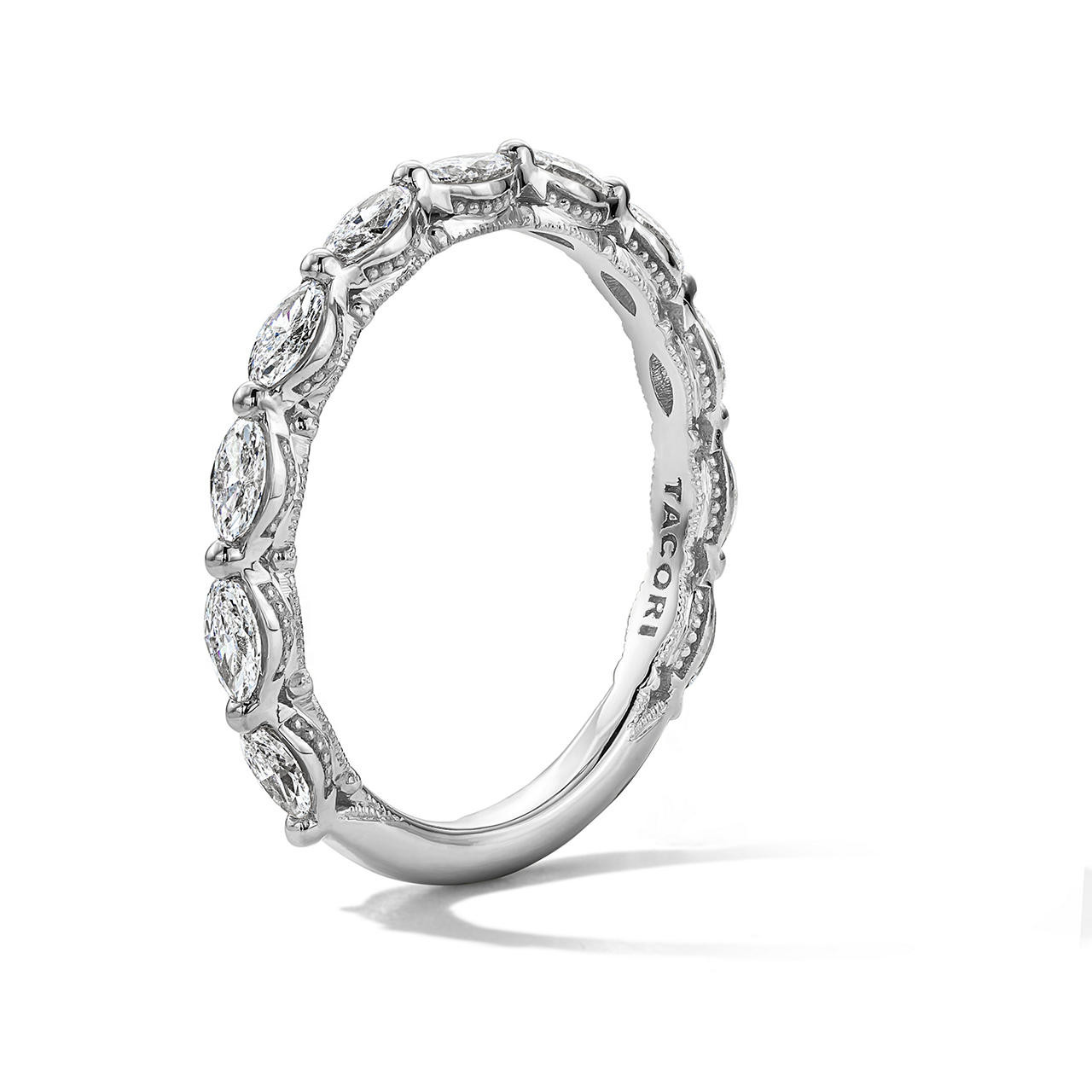 Tacori Sculpted Crescent Marquise Diamond 3/4 Way Wedding Band In White Gold 18K 1