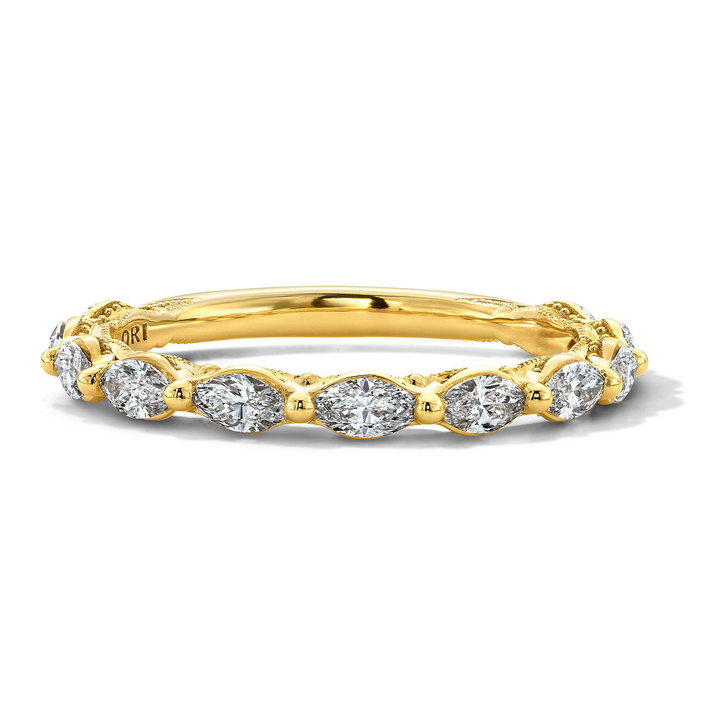 Tacori Sculpted Crescent Marquise Diamond 3/4 Way Wedding Band In Yellow Gold 18K