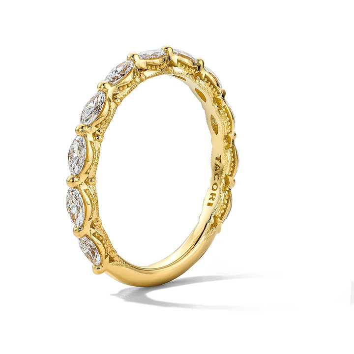 Tacori Sculpted Crescent Marquise Diamond 3/4 Way Wedding Band In Yellow Gold 18K