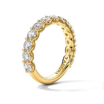 Tacori Sculpted Crescent Round Diamond 3/4 Way Wedding Band In Yellow Gold 18K