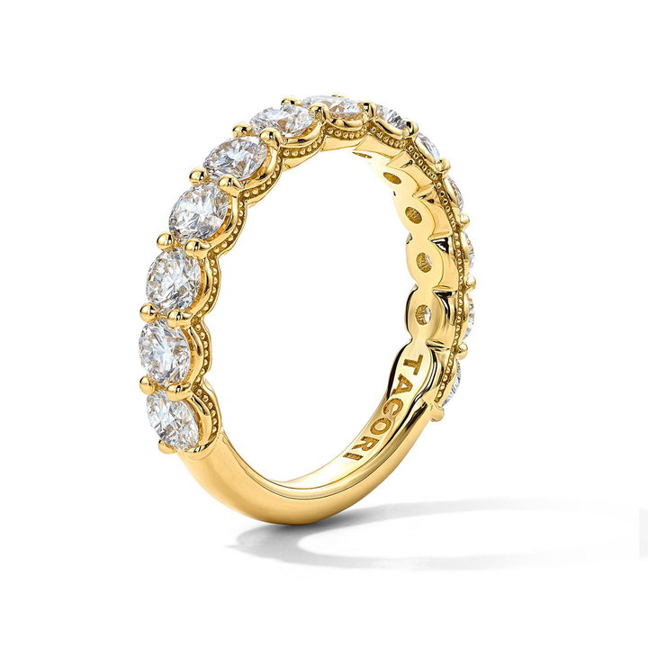 Tacori Sculpted Crescent Round Diamond 3/4 Way Wedding Band In Yellow Gold 18K