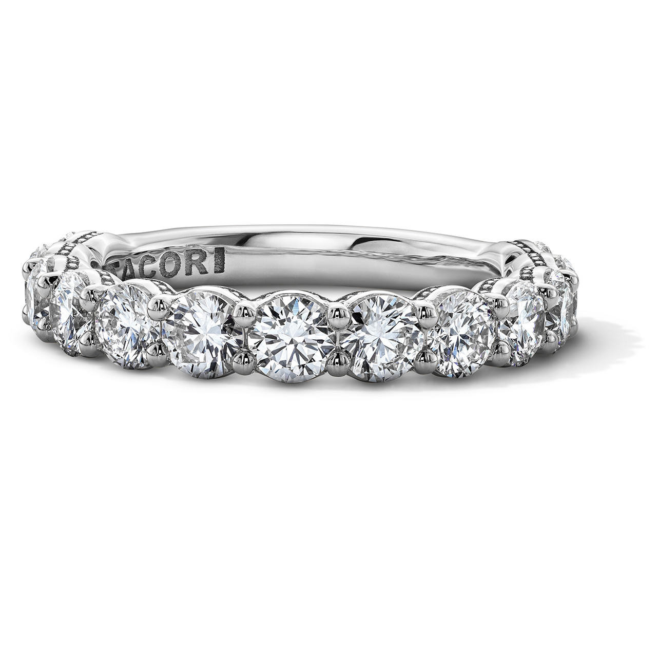 Tacori Sculpted Crescent Round Diamond 3/4 Way Wedding Band In White Gold 18K 0