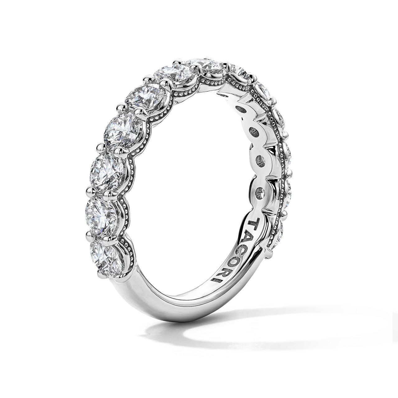 Tacori Sculpted Crescent Round Diamond 3/4 Way Wedding Band In White Gold 18K 1