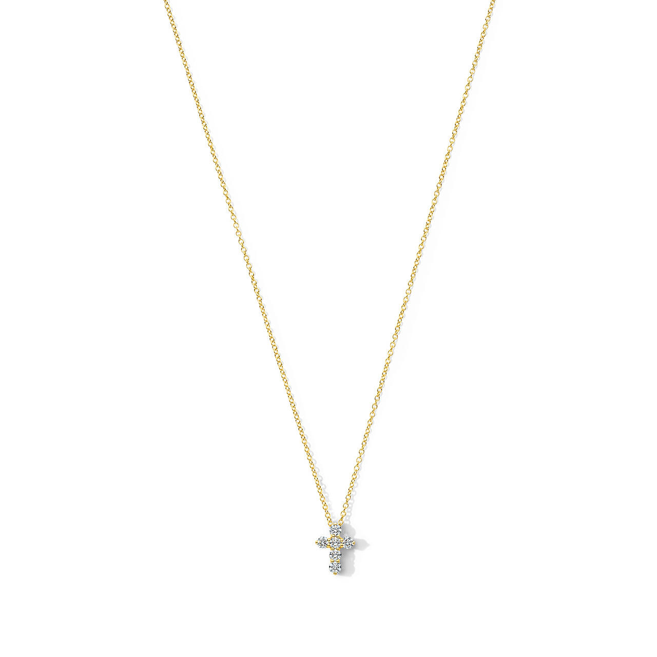 Round Diamond Small Cross Necklace