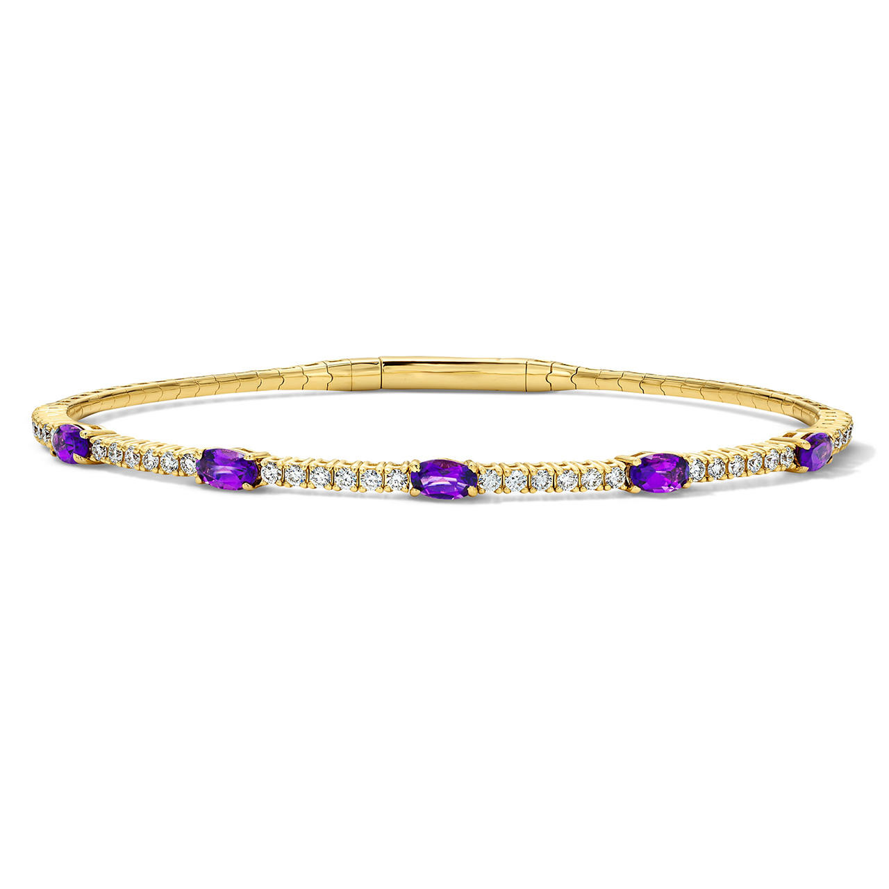 Diamond and Amethyst Flexible Bangle Bracelet