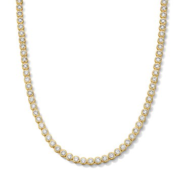 Bezel Set Diamond Tennis Necklace In Yellow Gold 14K