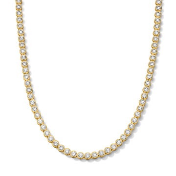Bezel Set Diamond Tennis Necklace In Yellow Gold 14K