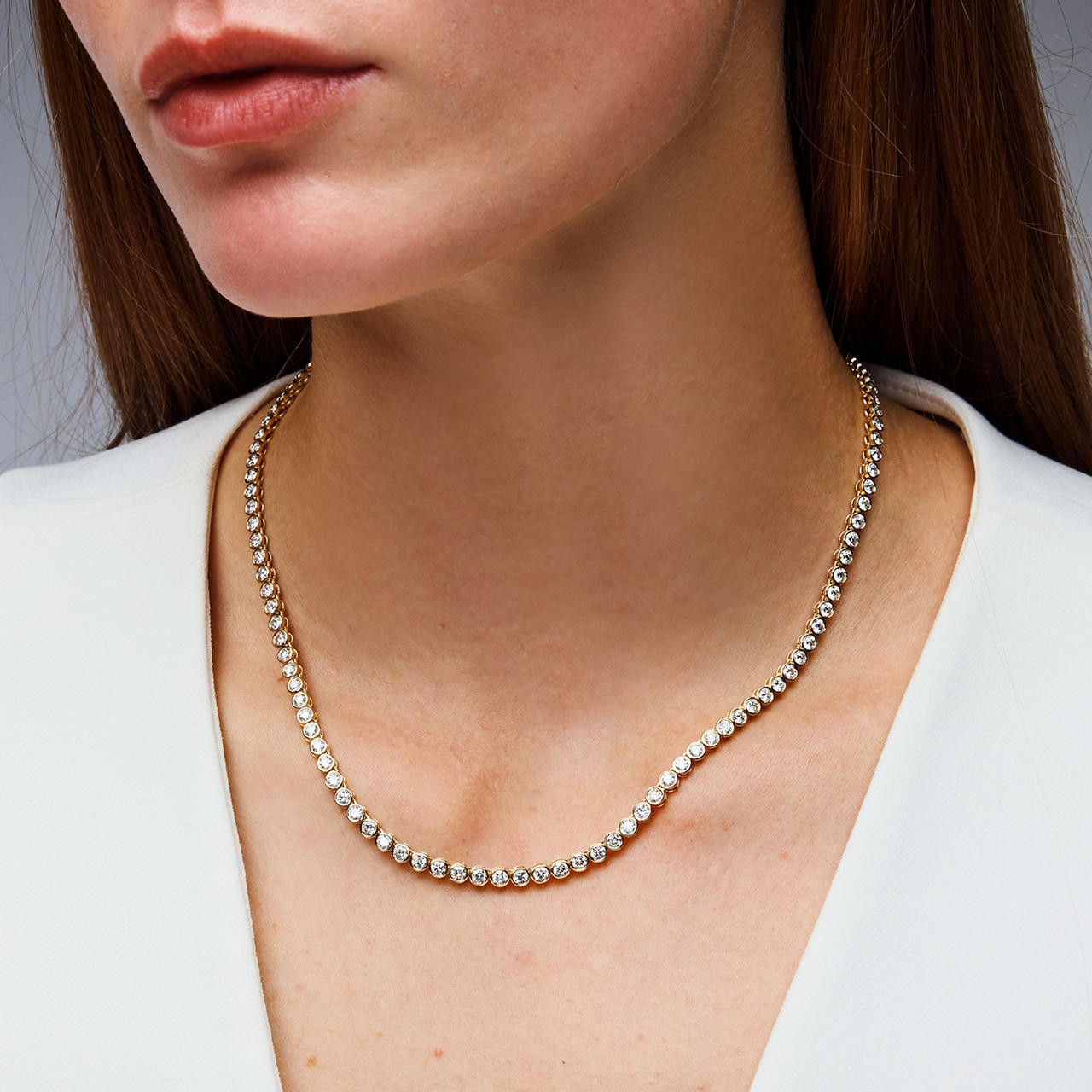 Bezel Set Diamond Tennis Necklace