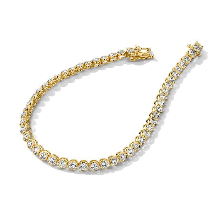 Bezel Set Diamond Tennis Bracelet In Yellow Gold 14K
