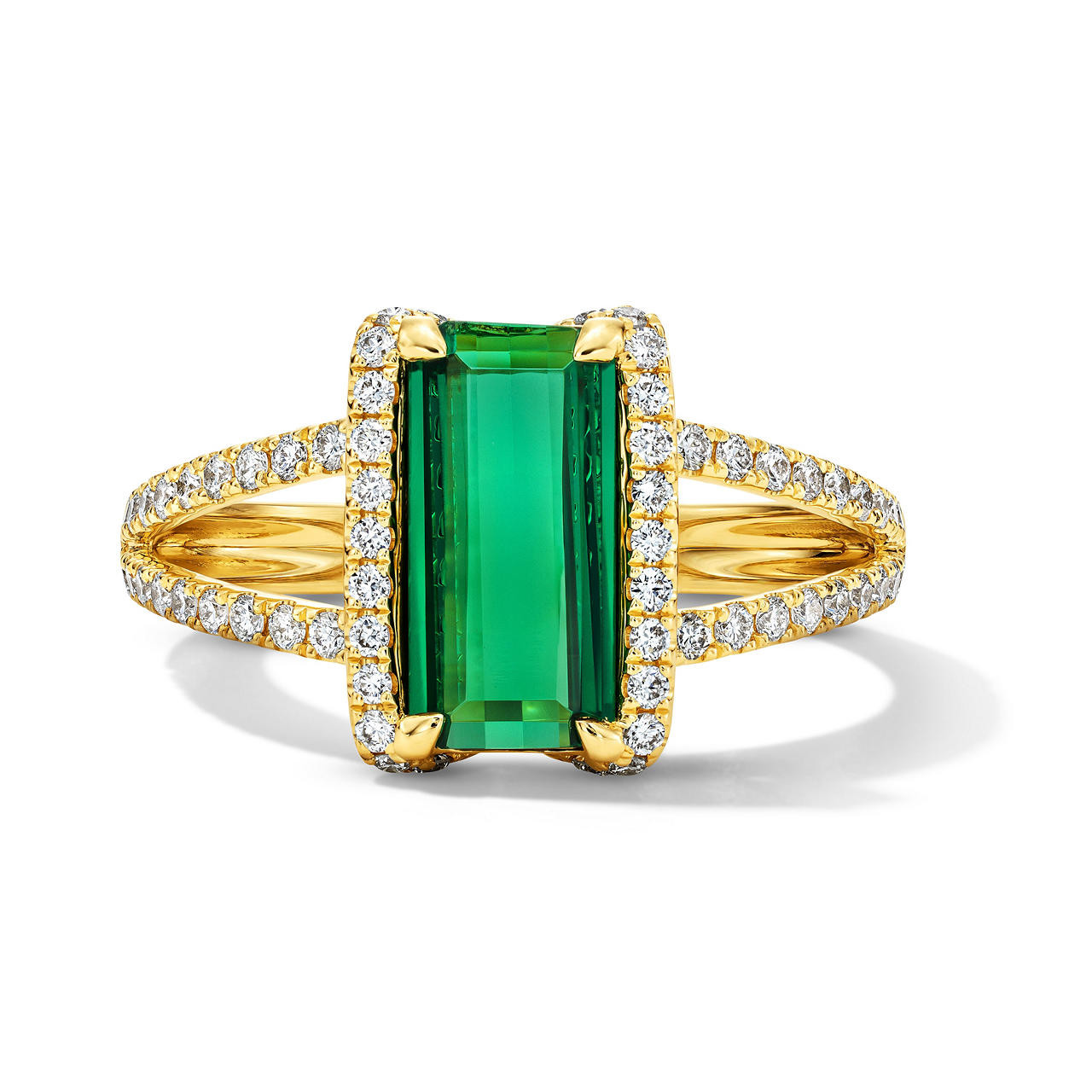 Green Tourmaline & Diamond Halo Ring