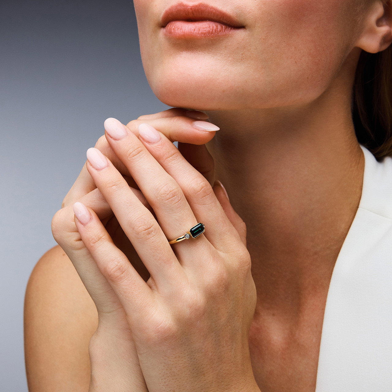 Green Tourmaline & Diamond Accent Ring