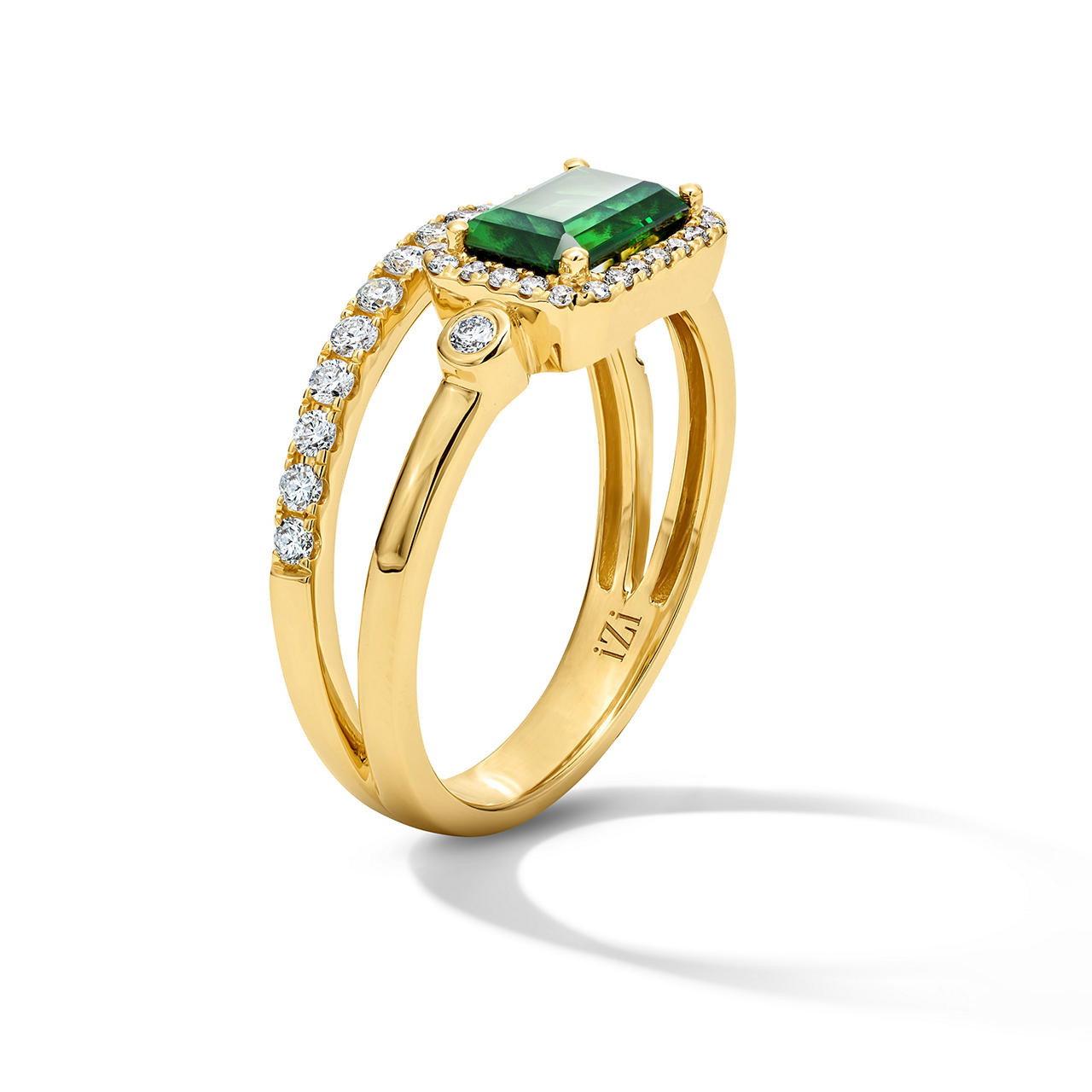Green Tourmaline & Diamond Double Ring