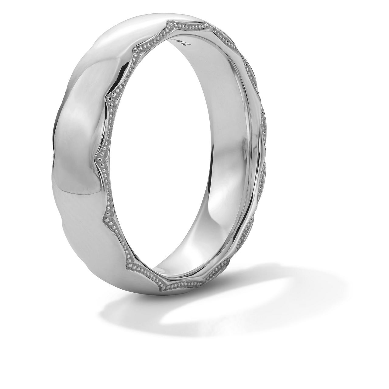 Tacori Wide Crescent Milgrain Edge Wedding Band In White Gold 18K 1