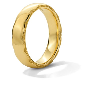 Tacori Wide Crescent Milgrain Edge Wedding Band In Yellow Gold 18K