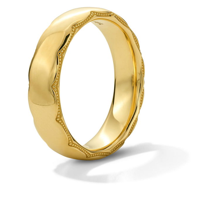 Tacori Wide Crescent Milgrain Edge Wedding Band In Yellow Gold 18K