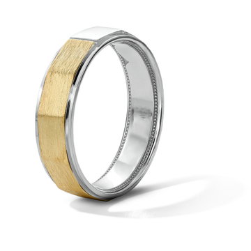 Tacori Two-Tone Brushed Center Wedding Band In 18k/plat