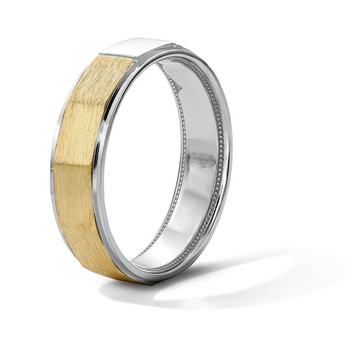 Tacori Two-Tone Brushed Center Wedding Band In 18k/plat