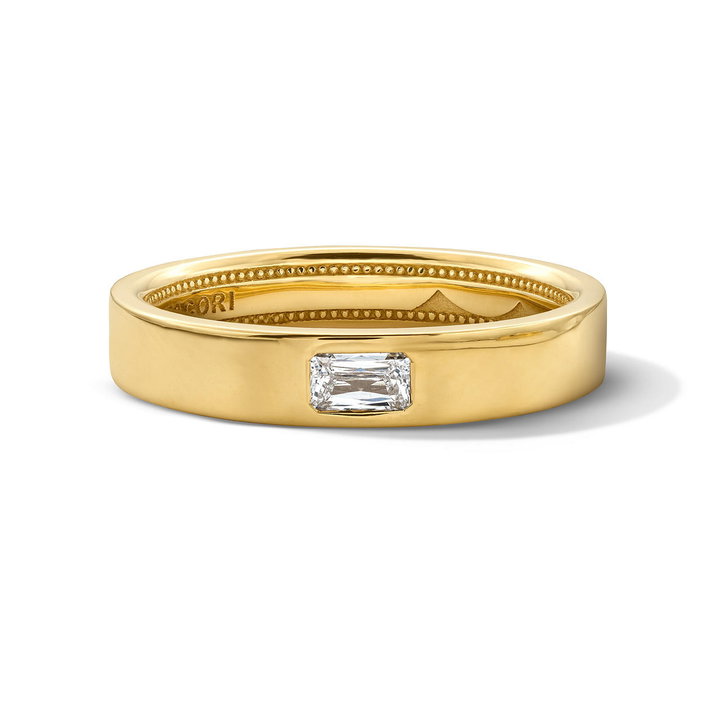 Tacori Gold Flushed Emerald-Cut Diamond Wedding Band In Yellow Gold 18K