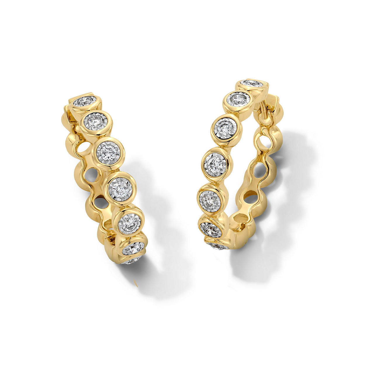 Bezel Set Diamond Hoop Earrings