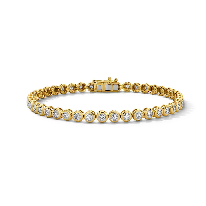 Bezel Set Illusion Diamond Tennis Bracelet In Yellow Gold 14K