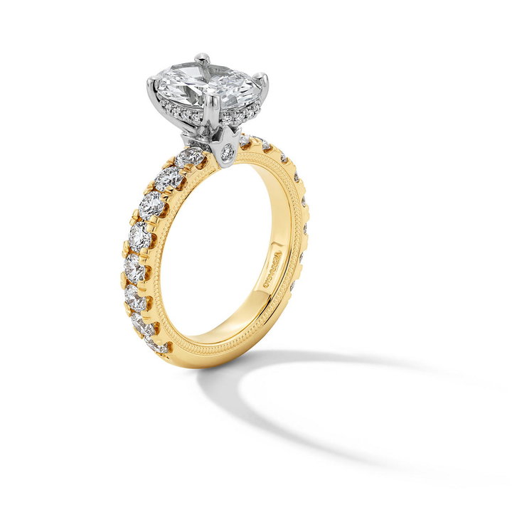 Verragio Hidden Halo 3/4 Way Engagement Setting In White And Yellow Gold 14K