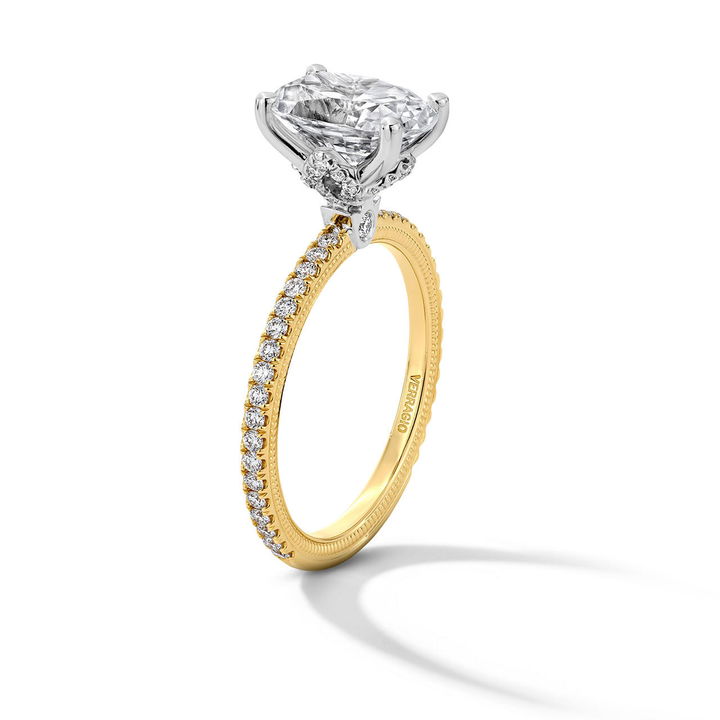 Verragio Hidden "V" Halo 3/4 Way Engagement Setting In White And Yellow Gold 14K