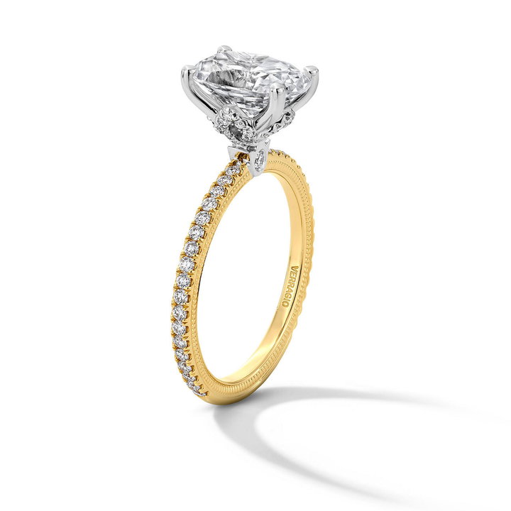 Verragio Hidden "V" Halo 3/4 Way Engagement Setting In White And Yellow Gold 14K
