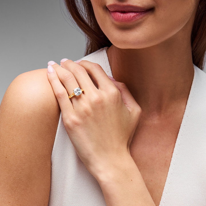 Tacori Half Hidden Halo Cathedral Engagement Setting In Yellow Gold 18K