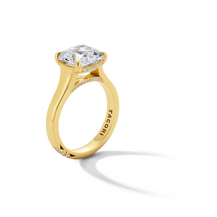 Tacori Half Hidden Halo Cathedral Engagement Setting In Yellow Gold 18K