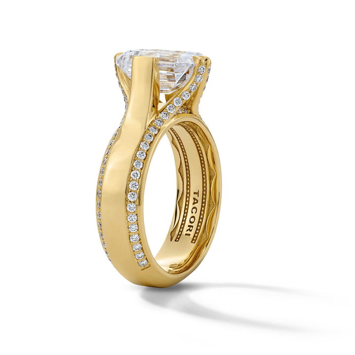 Tacori Diamond Pave Edge Wide Band Engagement Setting In Yellow Gold 18K