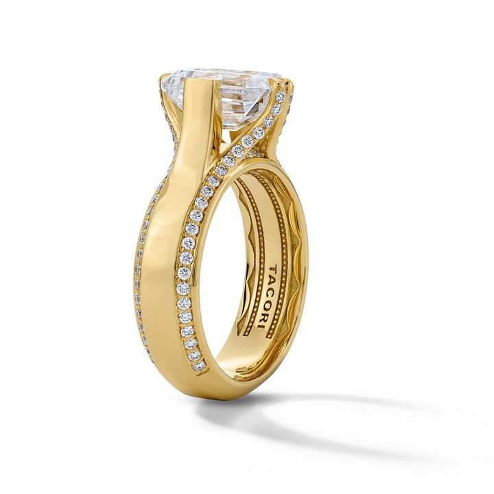 Tacori Diamond Pave Edge Wide Band Engagement Setting In Yellow Gold 18K