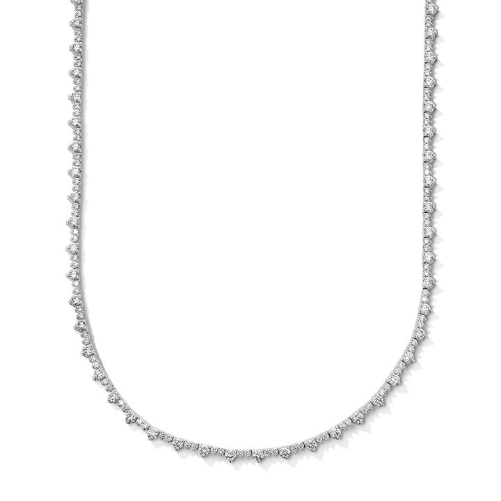 Lab Grown Diamond Alternating Riviera Necklace In White Gold 14K