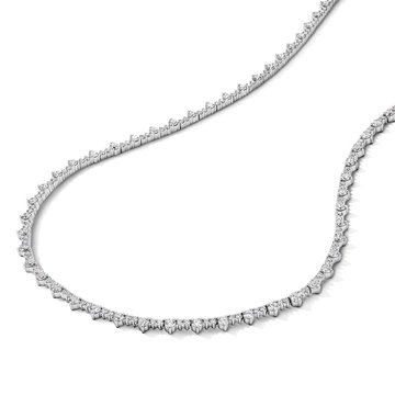 Lab Grown Diamond Alternating Riviera Necklace In White Gold 14K