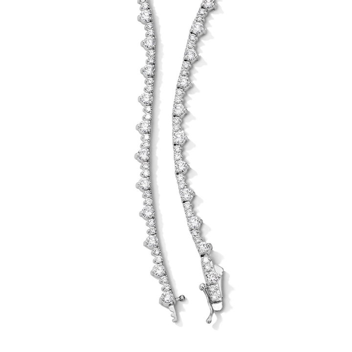 Lab Grown Diamond Alternating Riviera Necklace In White Gold 14K