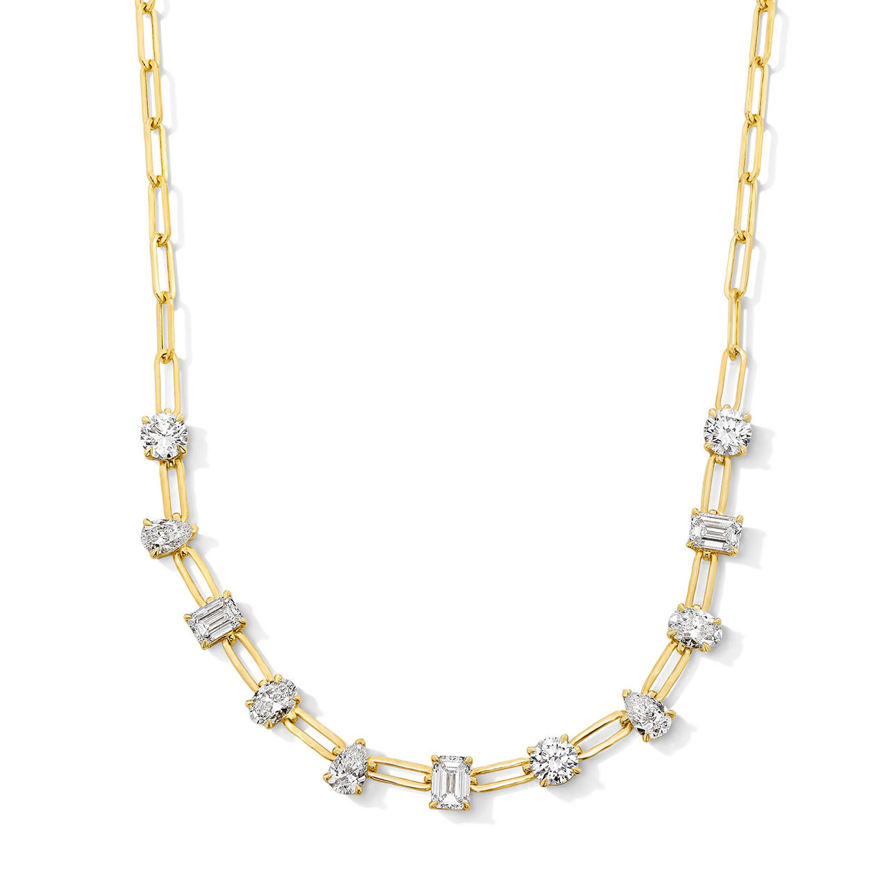 Lab Grown Diamond Mixed Shape Paperclip Chain Necklace
