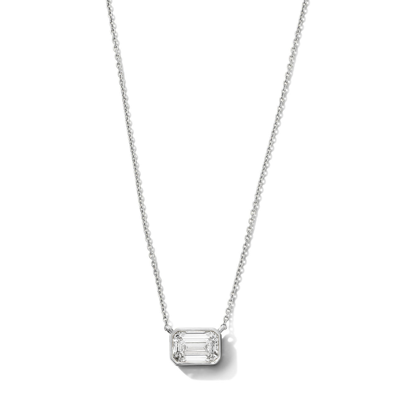 Emerald Cut Lab Grown Diamond Bezel Necklace