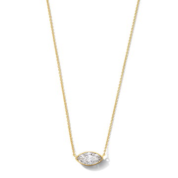 Marquise Lab Grown Diamond Bezel Necklace In Yellow Gold 14K