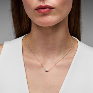 Pear Lab Grown Diamond Bezel Necklace In Yellow Gold 14K