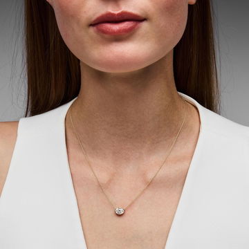 Oval Lab Grown Diamond Bezel Necklace In Yellow Gold 14K