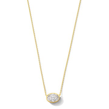 Oval Lab Grown Diamond Bezel Necklace In Yellow Gold 14K