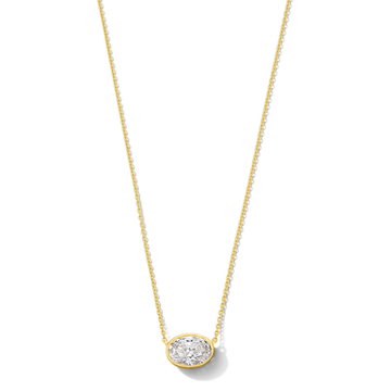 Oval Lab Grown Diamond Bezel Necklace In Yellow Gold 14K