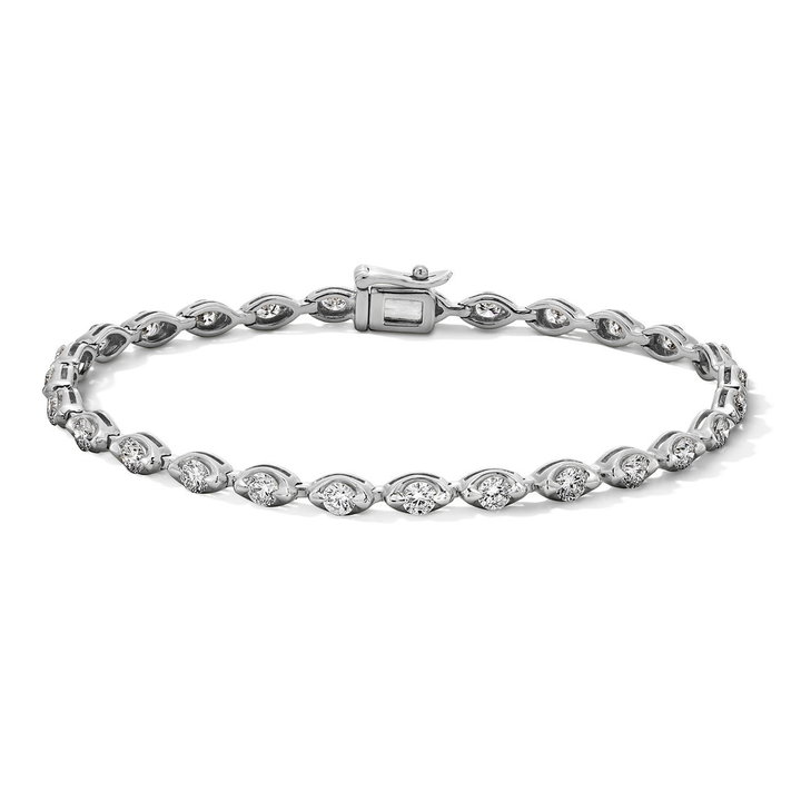 Lab Grown Diamond Bezel Tennis Bracelet In White Gold 14K