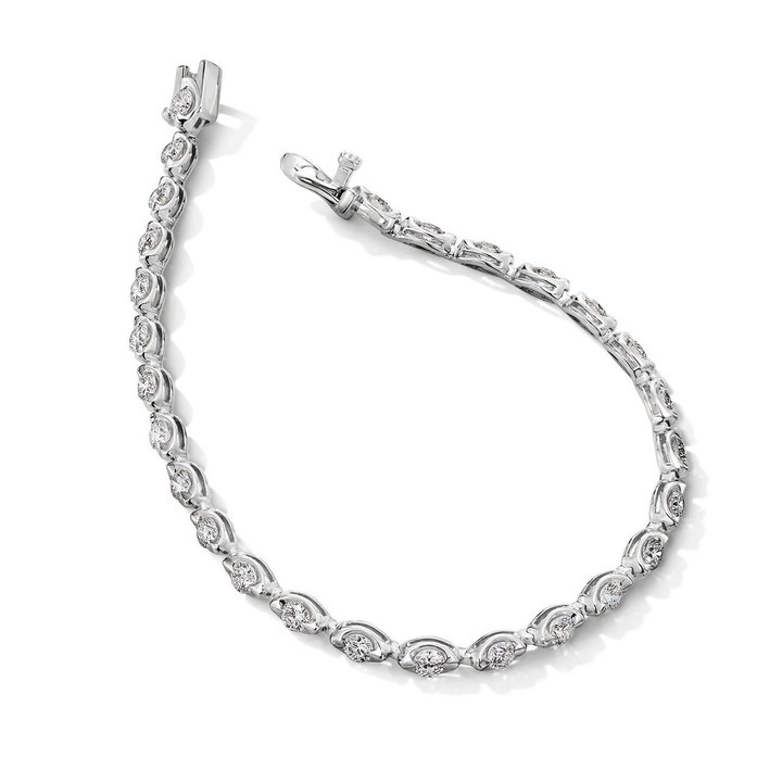 Lab Grown Diamond Bezel Tennis Bracelet In White Gold 14K