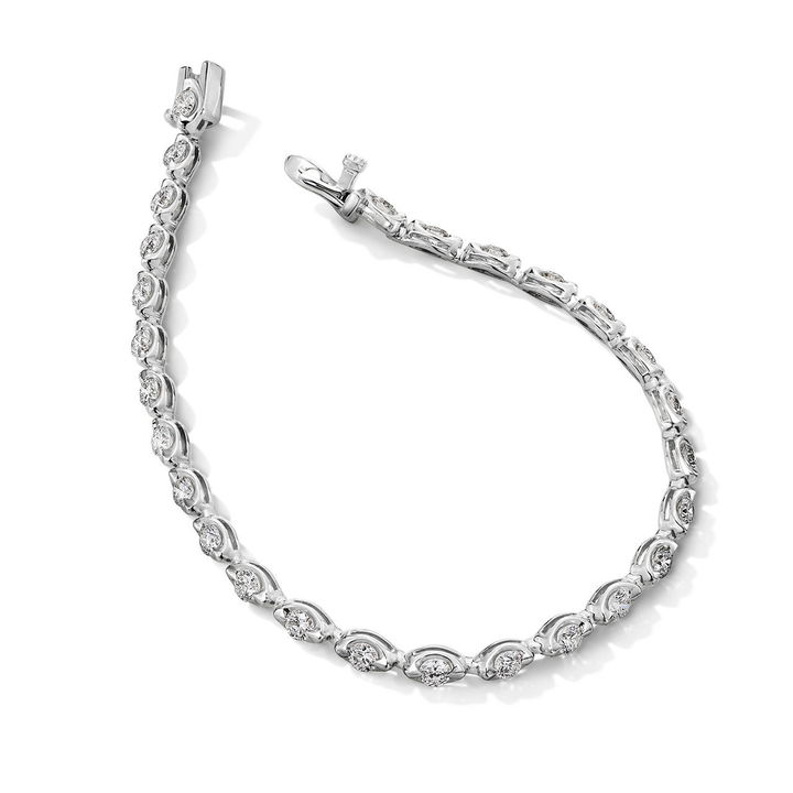 Lab Grown Diamond Bezel Tennis Bracelet In White Gold 14K